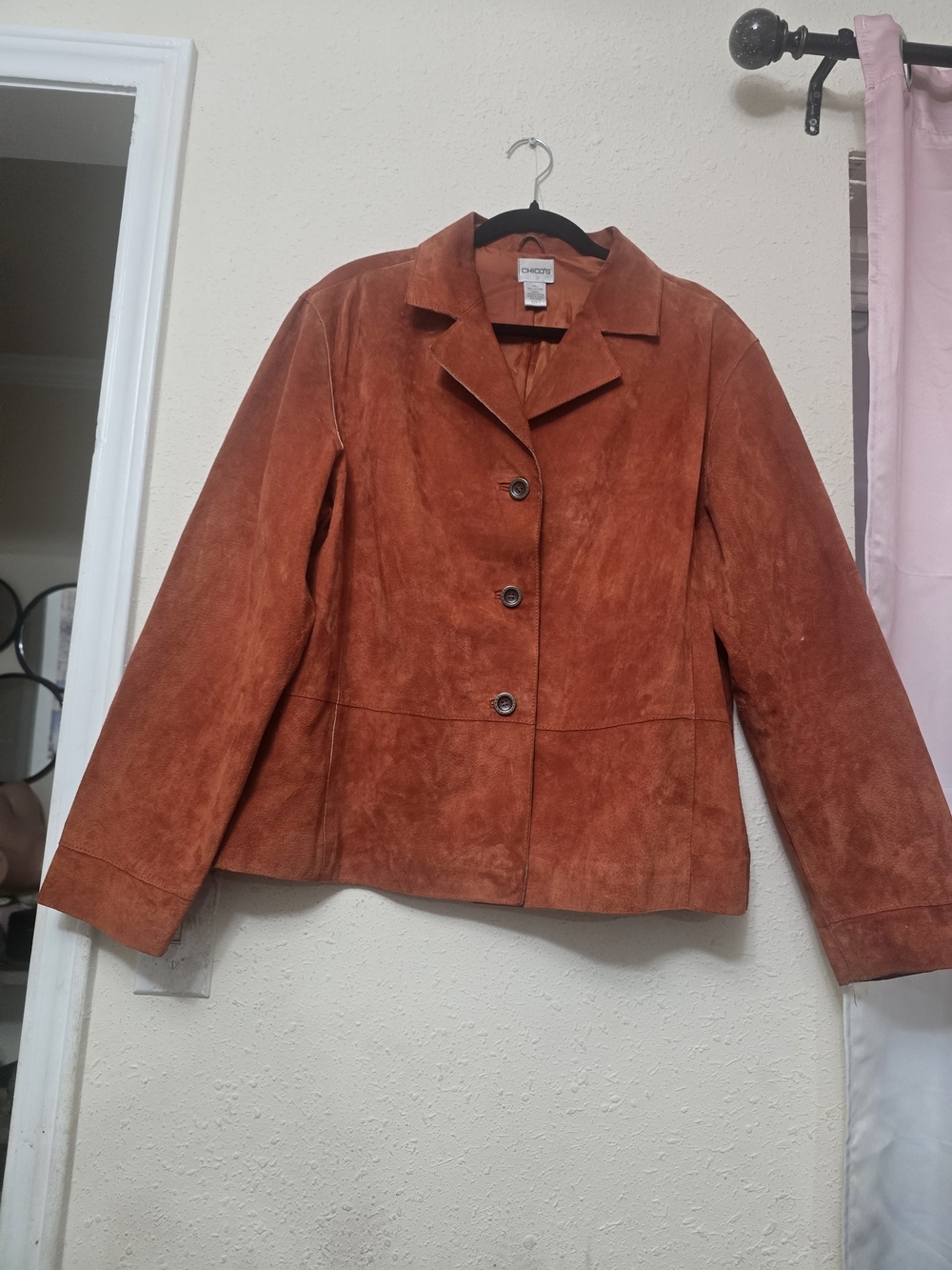 Suede Button-Front Women's Jacket in Rust